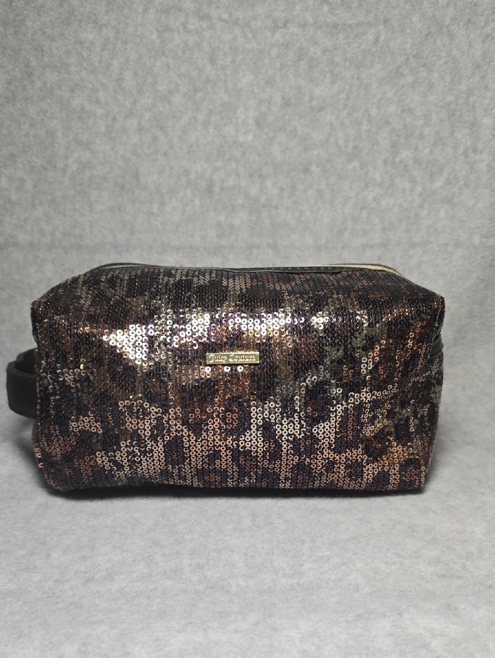 Juicy Couture Bronze and Black Sequin Leopard Toiletry Pouch